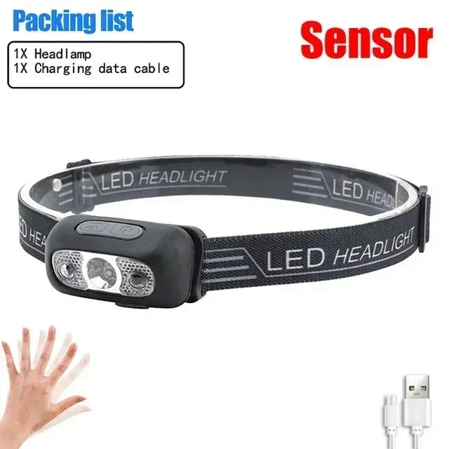 Motion Sensor Rechargeable LED Headlamp Ultra Bright