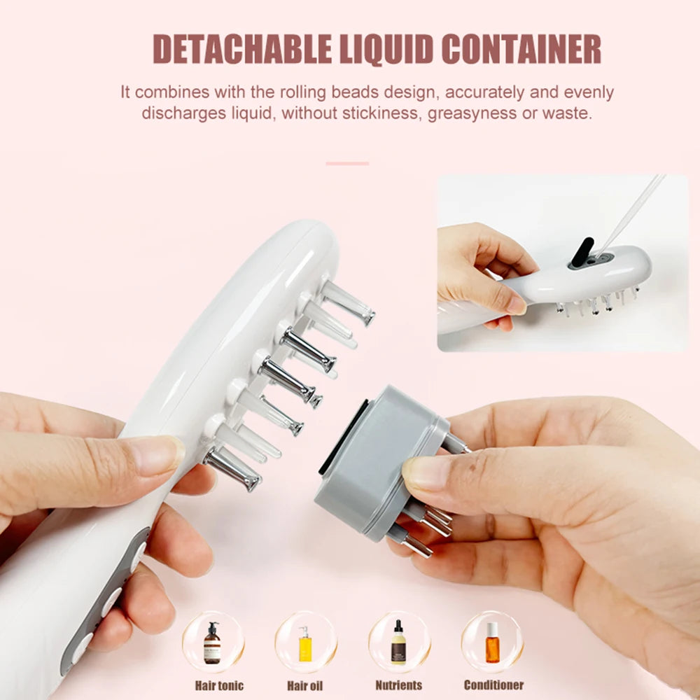 Detachable liquid container with hands holding it against a light pink background
