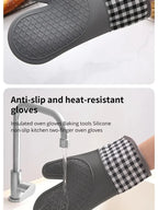 Silicone Insulated Gloves Heat Resistant Anti-Slip Kitchen Oven Mitts