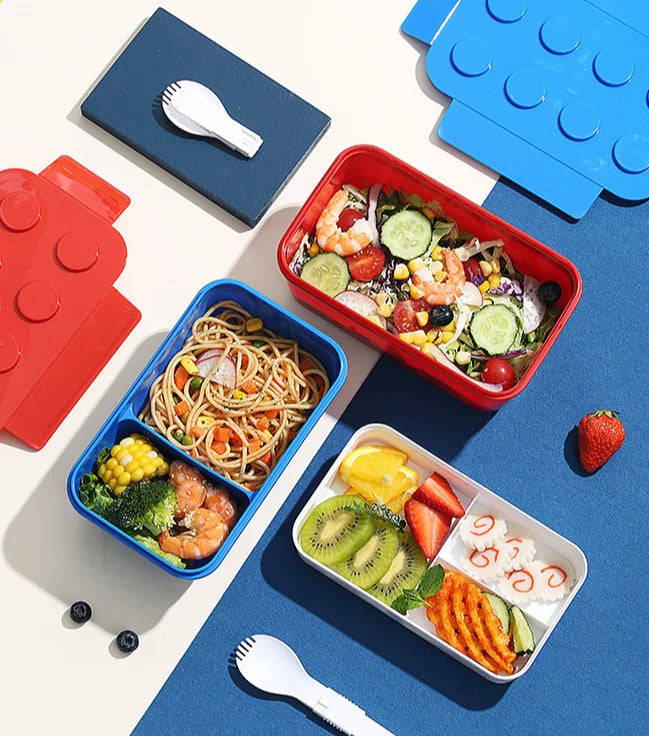 Portable Building Block Lunch Box 1050/1300ML Bento Food Container for Kids