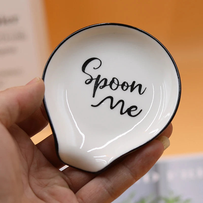 Ceramic Spoon Rest White Utensil Holder