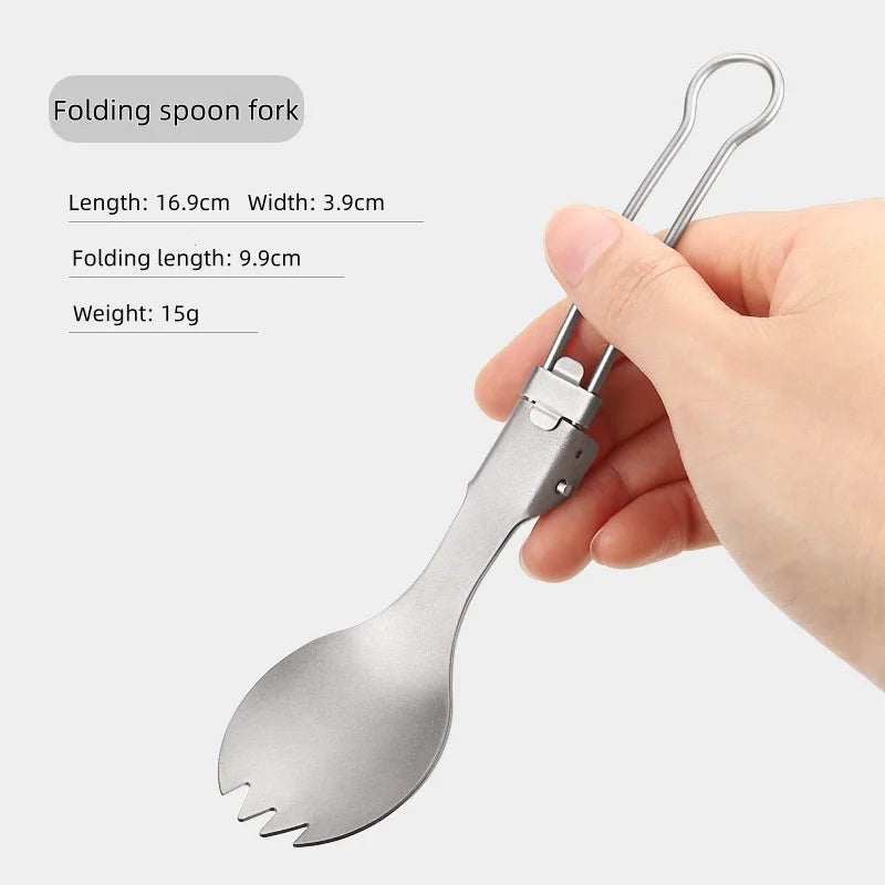 Titanium Foldable Spoon Fork Ultralight Camping & Hiking Spork Tool