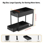 2 Tier Under Sink Organizer Sliding Cabinet Storage Rack with Hooks