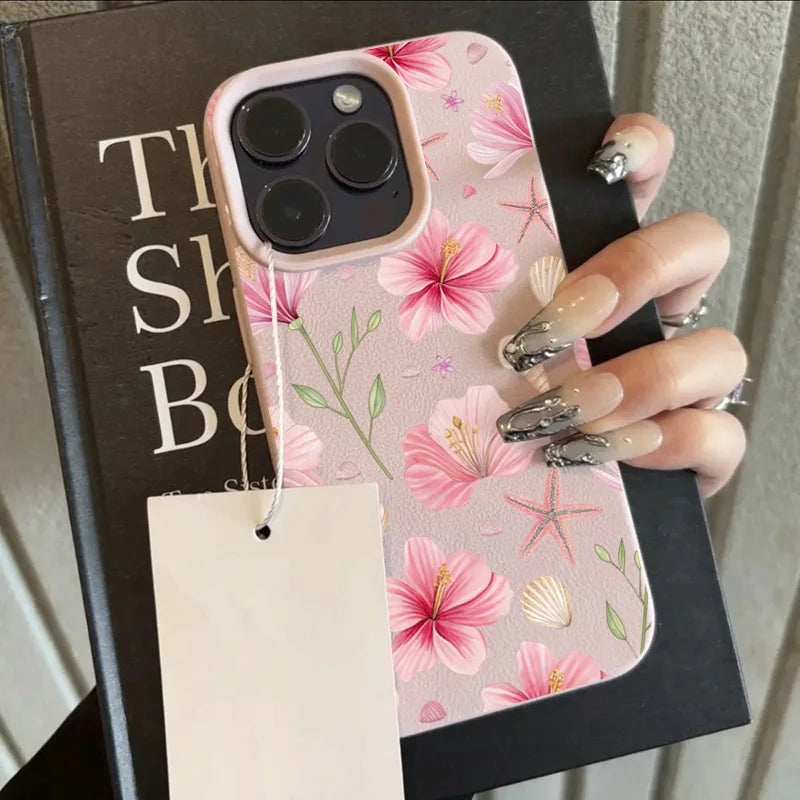 Sweet Lily Flower Litchi Case for iPhone 17 16 15 14 13 Pro Max Cover