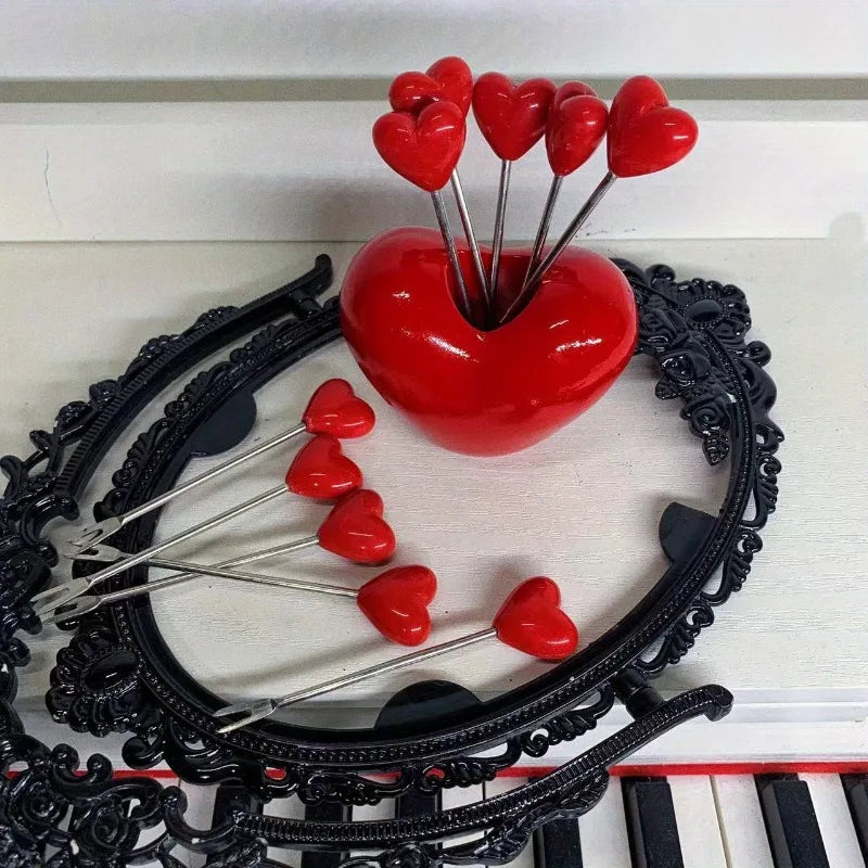 Love Fruit Fork Set Stainless Steel Cake, Snack & Dessert Forks Gift Set