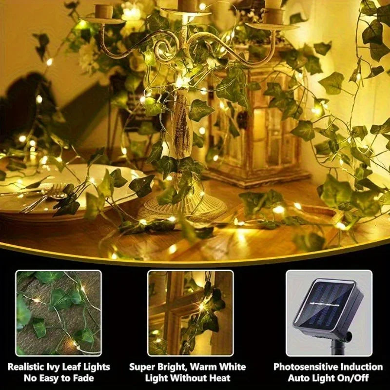 Solar Ivy Fairy Lights 50/100 LED Garden Garland