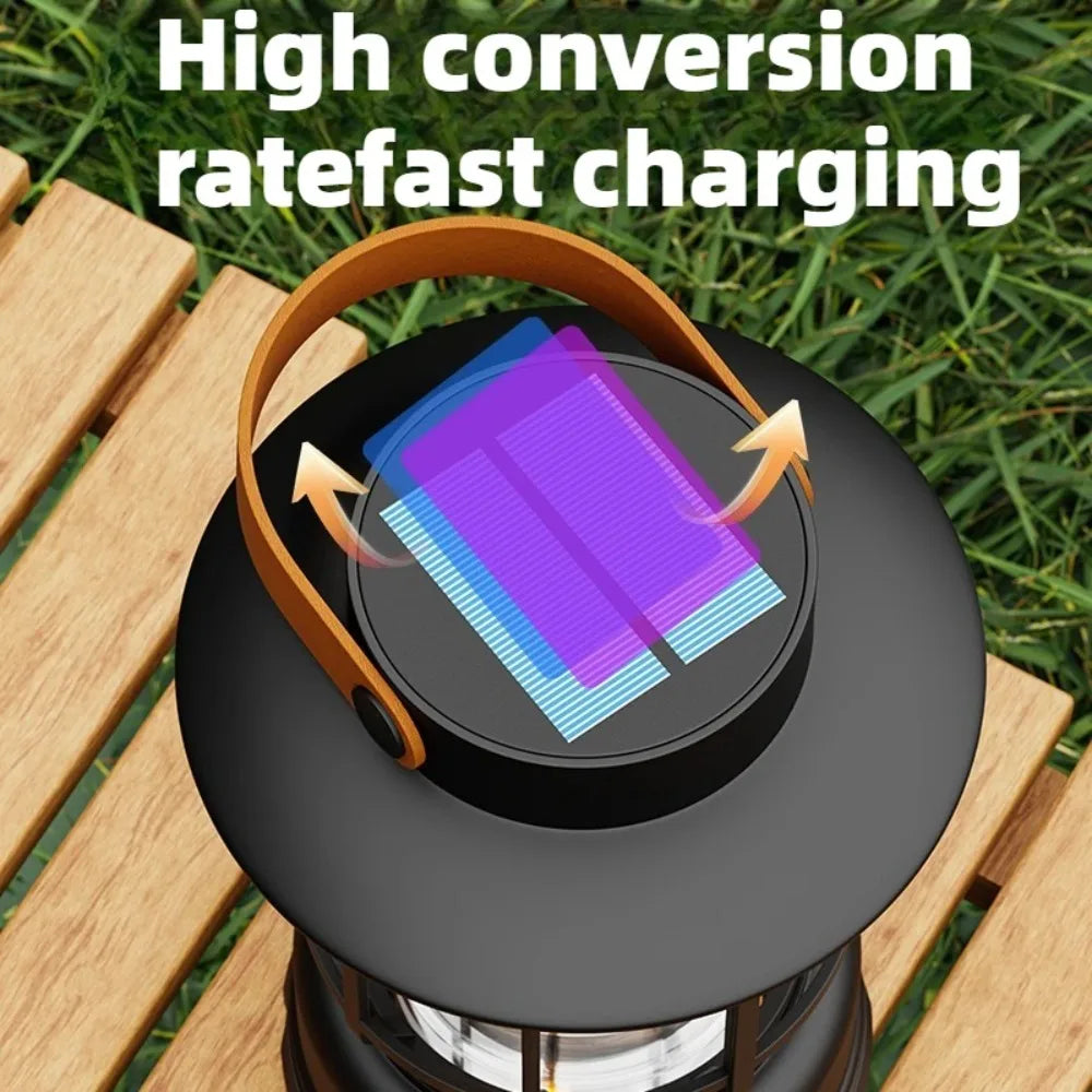 2-in-1 Solar Camping Lantern USB Rechargeable Light