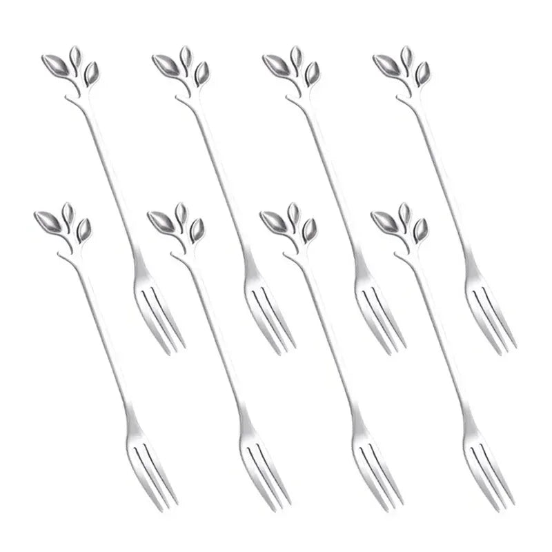 Leaf Coffee Spoon Set Stainless Steel – Gold & Silver Dessert Stirring Spoons