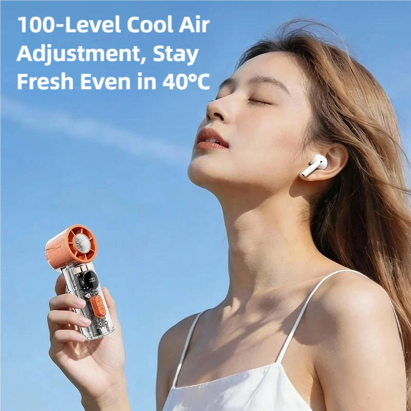 TINSOL Transparent Mini Fan UK 100-Speed USB Rechargeable Fan