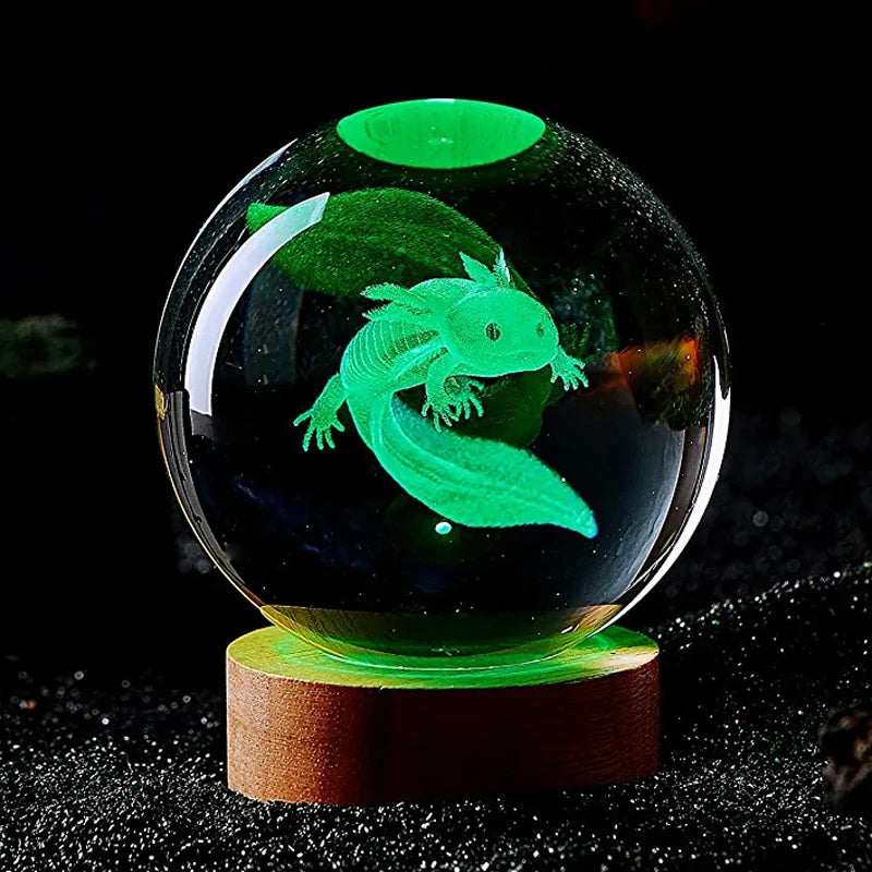 3D Axolotl Crystal Ball Night Light LED Gift Lamp