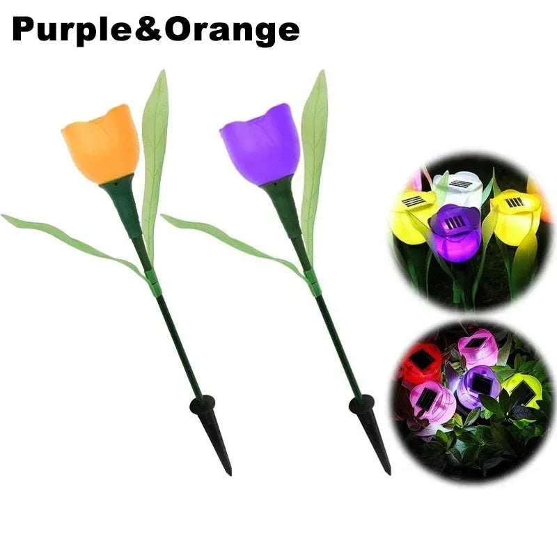 Solar Tulip Rose Flower Lights for Waterproof Garden Decor