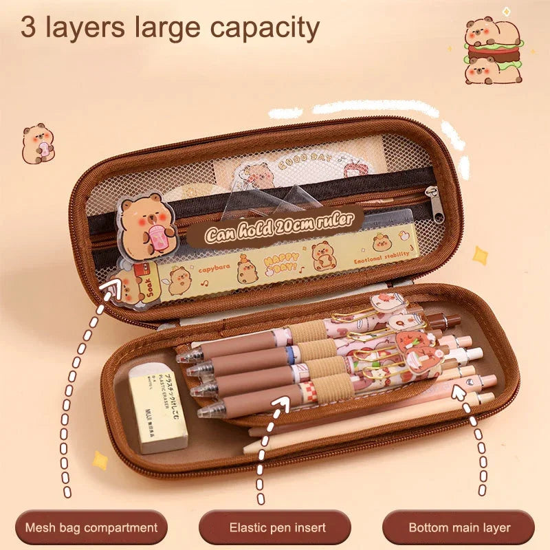 3D Capybara Pencil Case Waterproof Pen Pouch