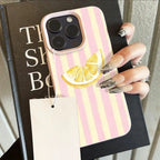 Fresh Lemon Stripe Soft Case for iPhone 17 16 15 14 13 Pro Max Cover