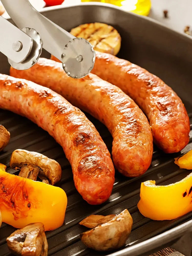 BBQ Sausage Tongs UK Stainless Steel Grill Cooking Tongs