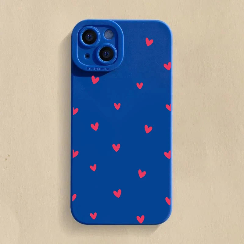 Black Love Heart Case for iPhone 11 12 13 14 15 16 17 Pro Max