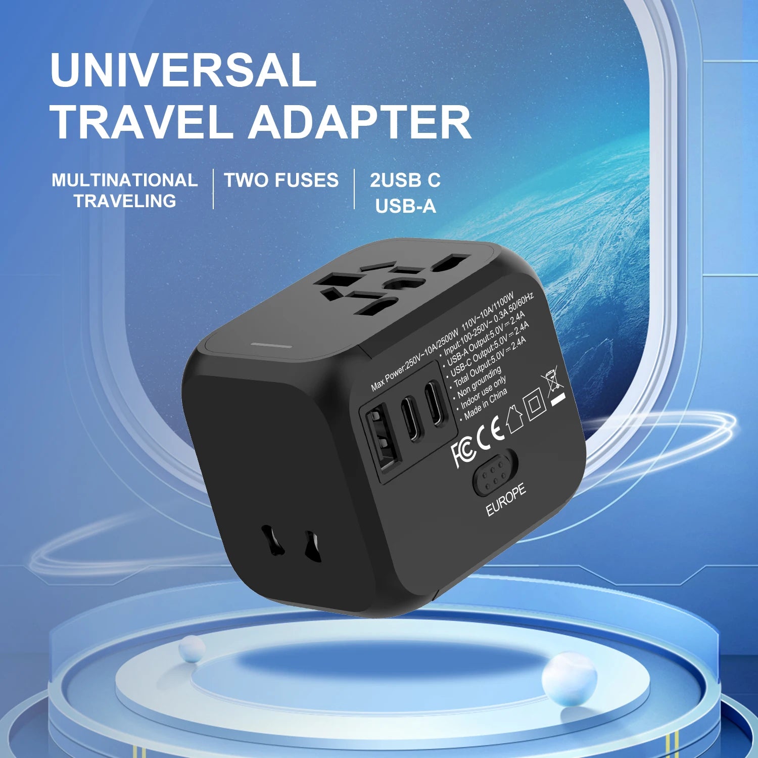 Universal Multi Function Travel Adapter USB C Fast Charger International Plug Secondary image