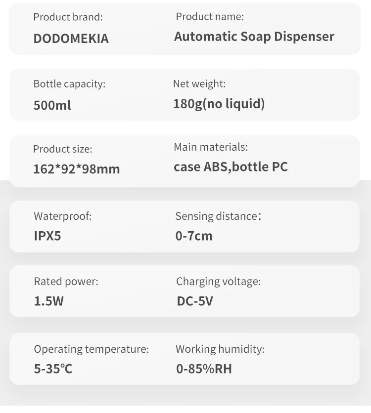 Wall Mounted Automatic Soap Dispenser 500ML Rechargeable Sensor Foam Dispenser