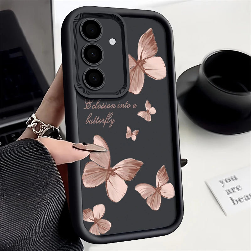 Gold Butterfly TPU Case for Samsung Galaxy S22 S23 S24 S25 S26