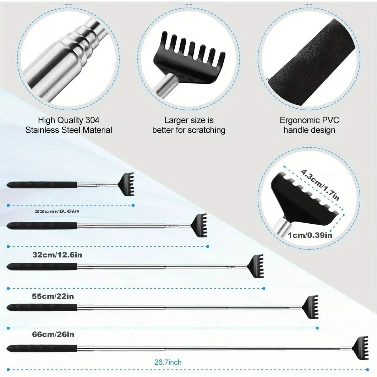 Extendable Metal Back Scratcher Portable Telescoping Hand Massager Gift