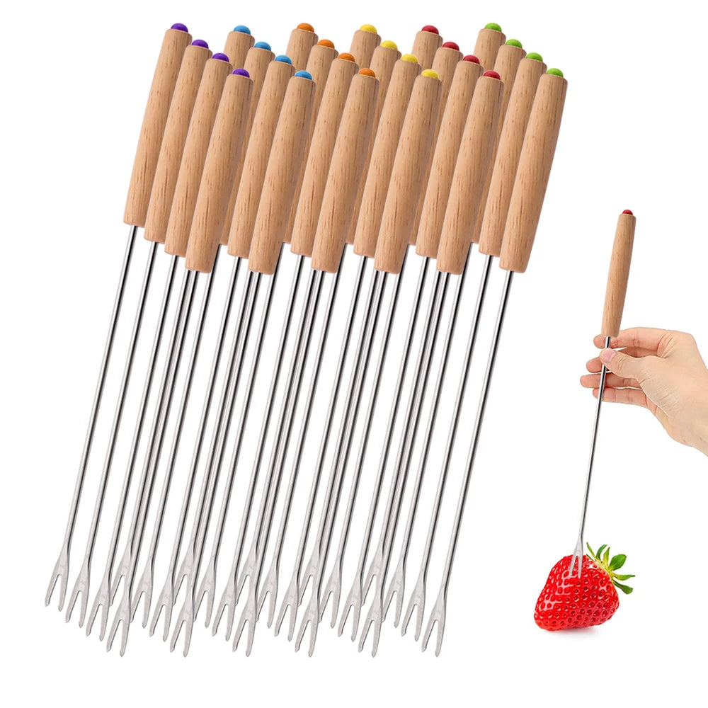 Fondue Fork Set Stainless Steel 6–24Pcs Long Chocolate & Fruit Forks