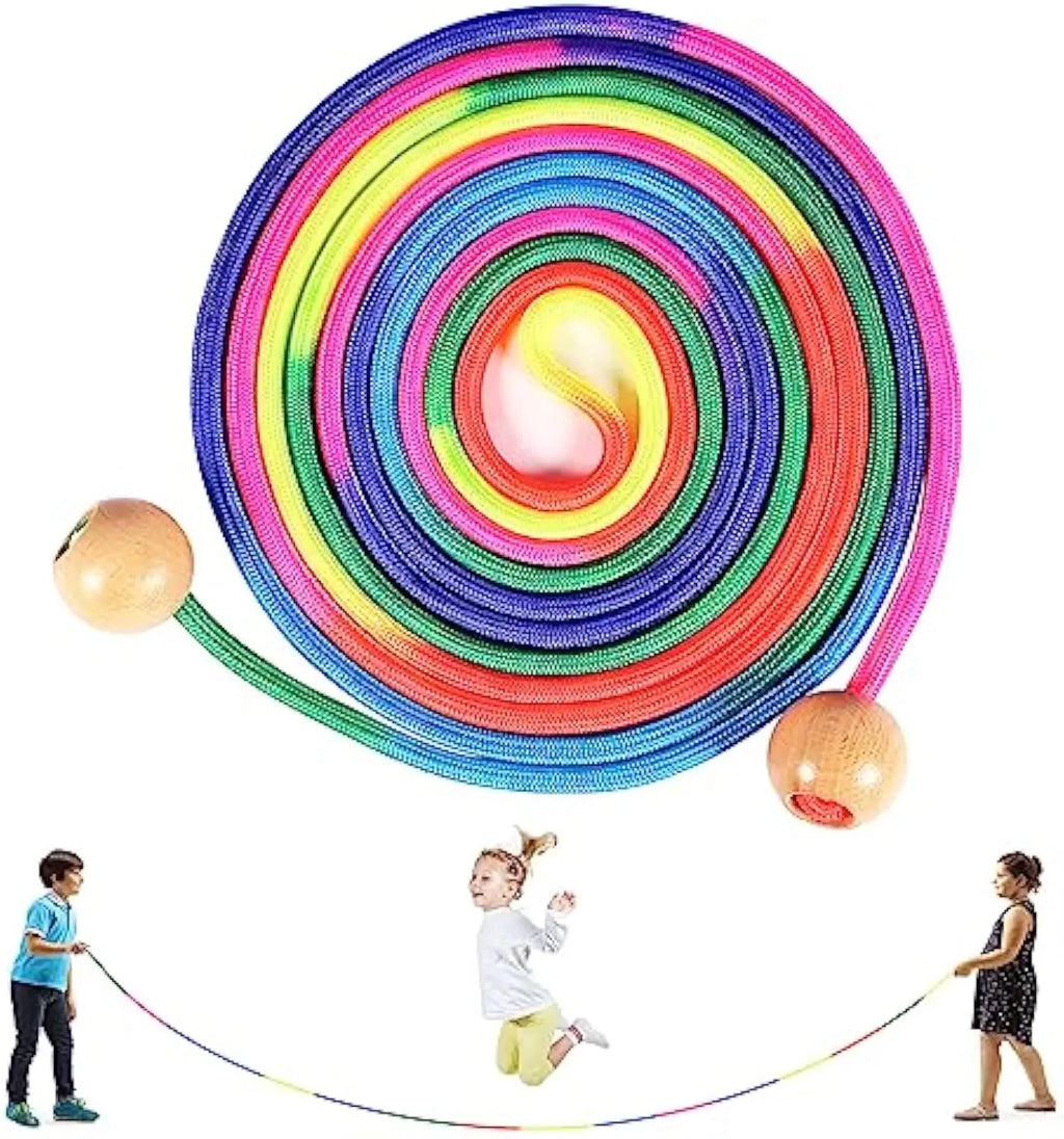 5M Rainbow Skipping Rope for Kids Long Speed Jump Rope with Handle