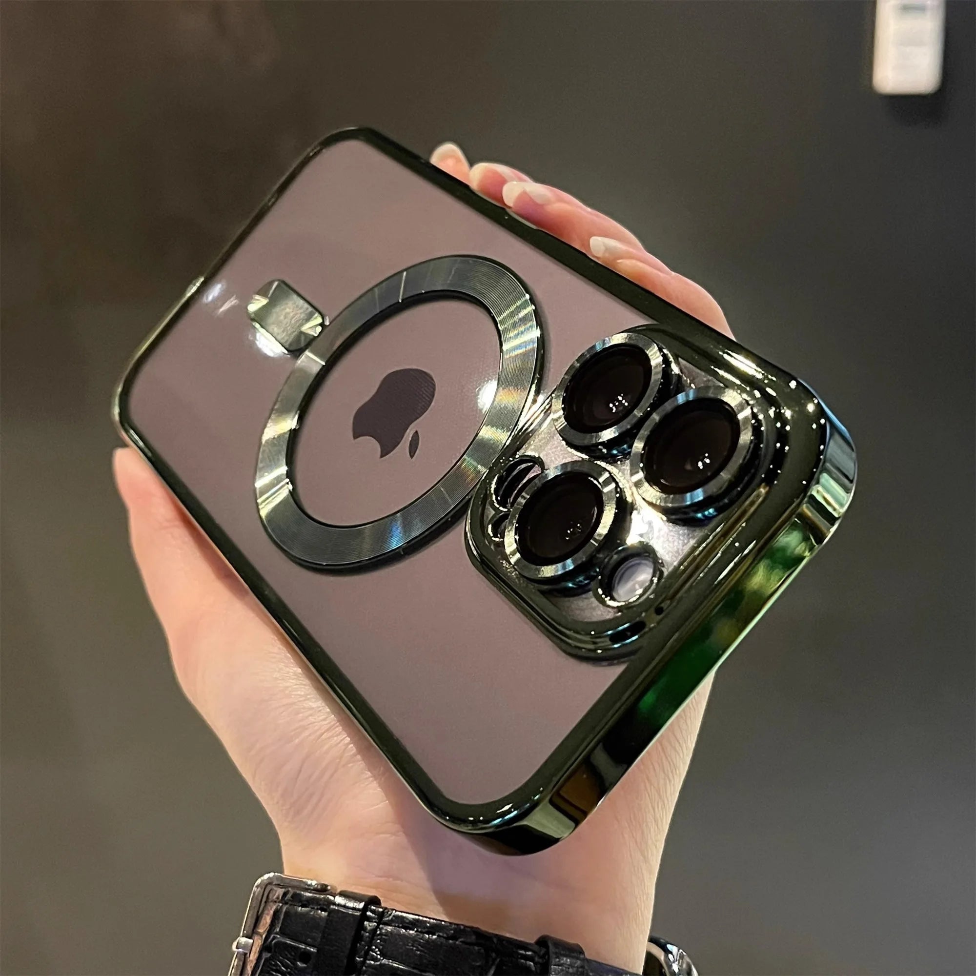 Magnetic Clear Plating Case for iPhone 11 12 13 14 15 16 17 Pro Max