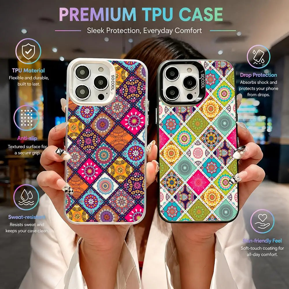 Iridescent Mandala TPU Case for iPhone 17 16 15 14 13 12 Pro Max Cover