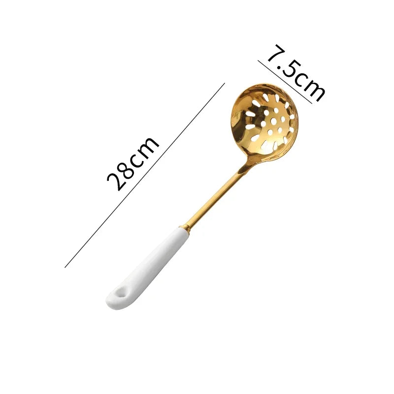 Luxury Ceramic Spoon Rest Gold Utensil Holder