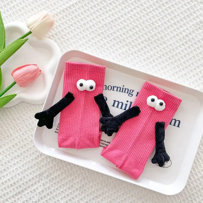 Magnetic Holding Hands Socks Funny Couple Gift Men Women Socks