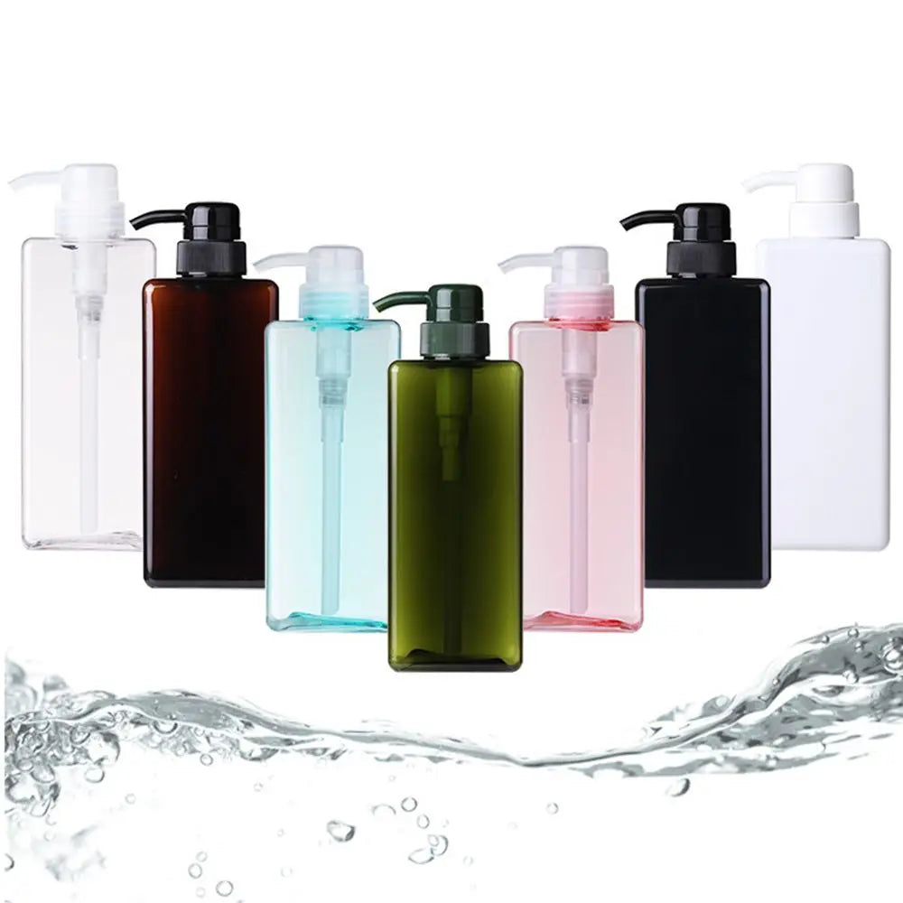 650ML Square Soap Dispenser Clear Liquid Shampoo & Lotion Pump Bottle