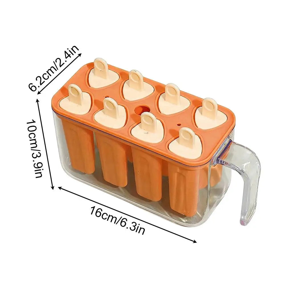 8 Grid Silicone Ice Pop Mold – Reusable DIY Ice Lolly Maker Tray