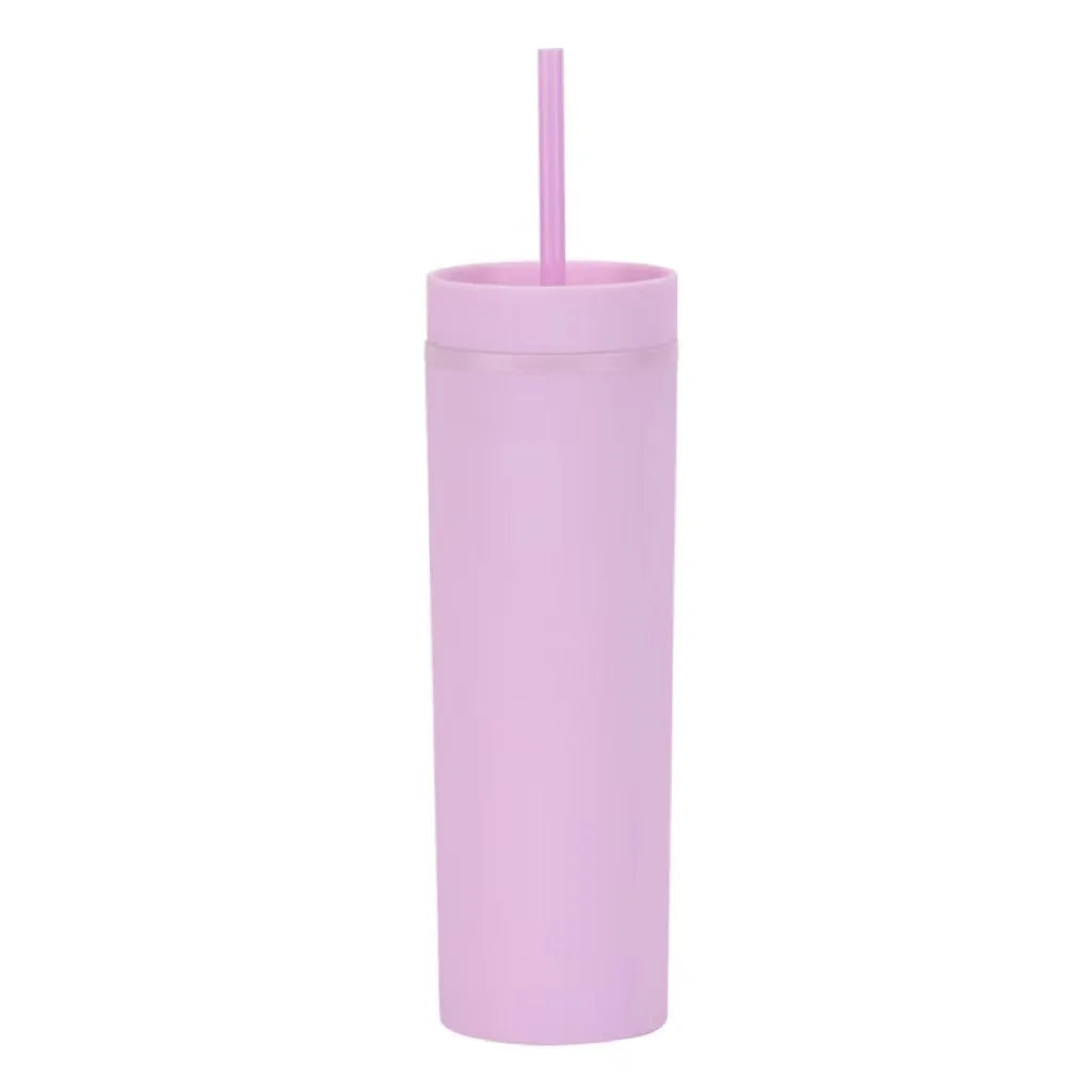 Double Wall Skinny Tumbler 473ml/480ml Cup with Straw & Lid