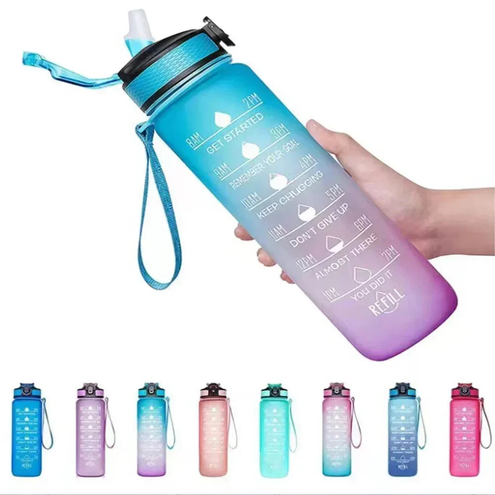 1000ml Motivational Sports Water Bottle with Time Marker