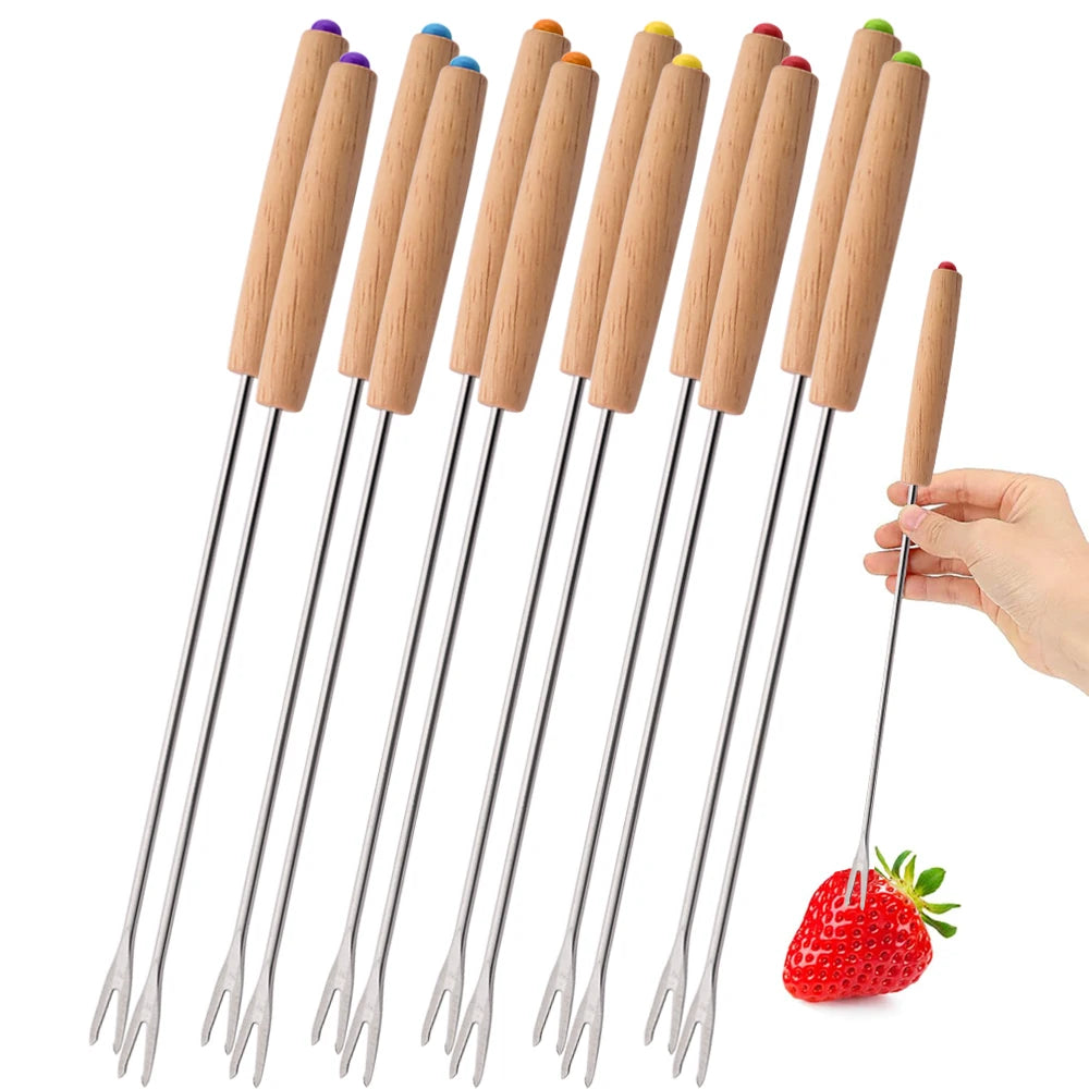 Fondue Fork Set Stainless Steel 6–24Pcs Long Chocolate & Fruit Forks