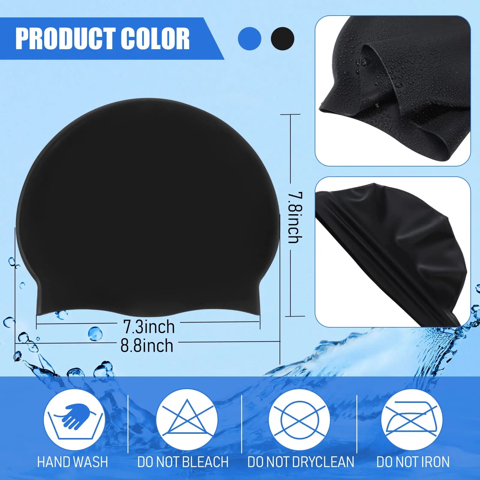 Large Silicone Swimming Cap Waterproof Ear Protection for Long Hair