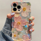 Retro Oil Painting Flower Case for iPhone 16 15 14 13 12 11 Pro Max