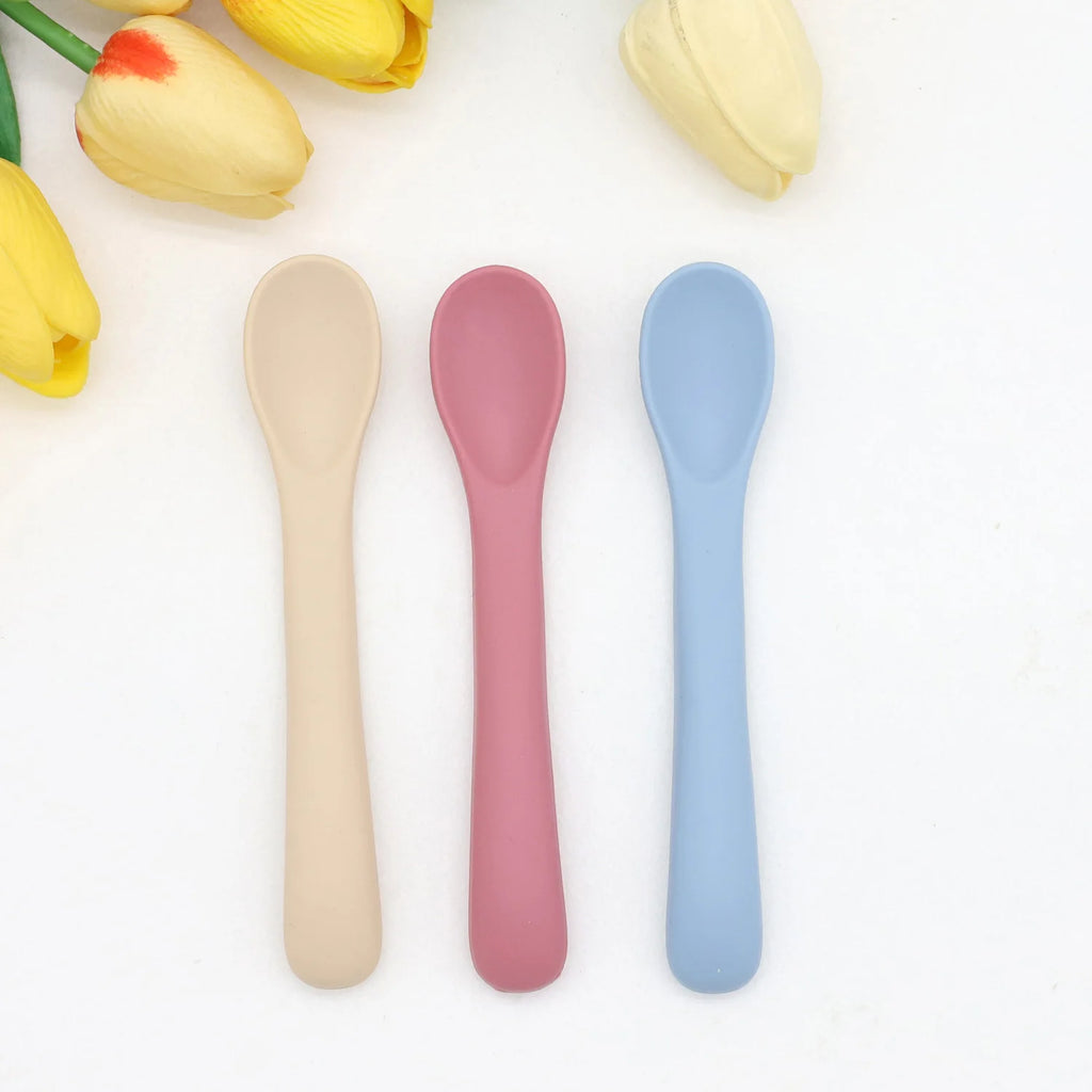 3PCS Baby Silicone Soft Spoon Set for Infant Feeding