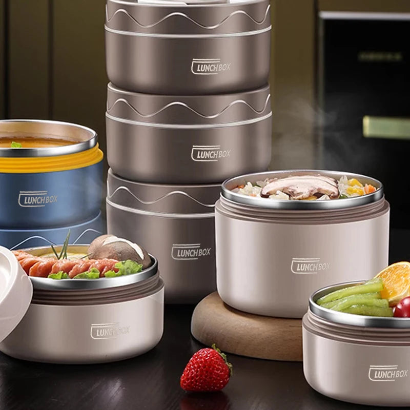 304 Stainless Steel Insulated Lunch Box Double Layer Sealed Food Container with Bag