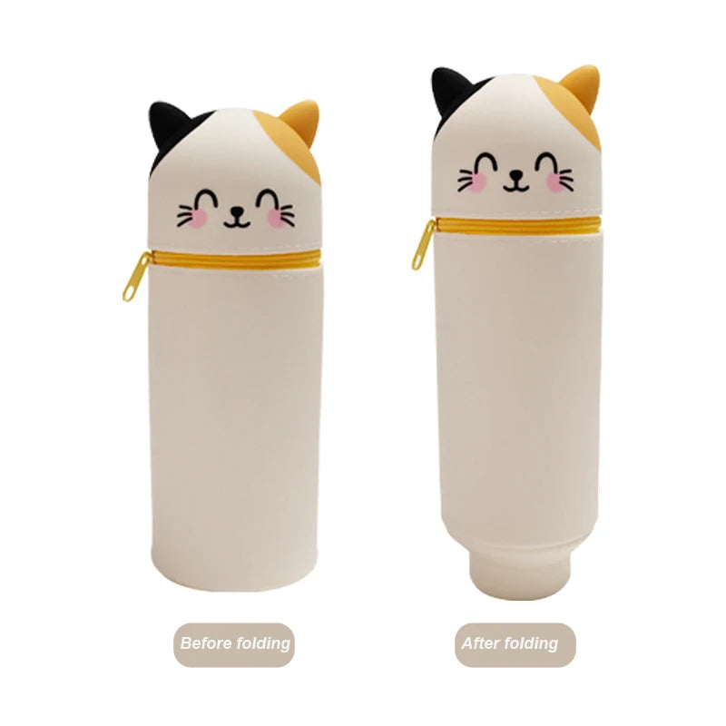 Cute Animal Silicone Pencil Case 2-in-1 Zipper Pen Pouch