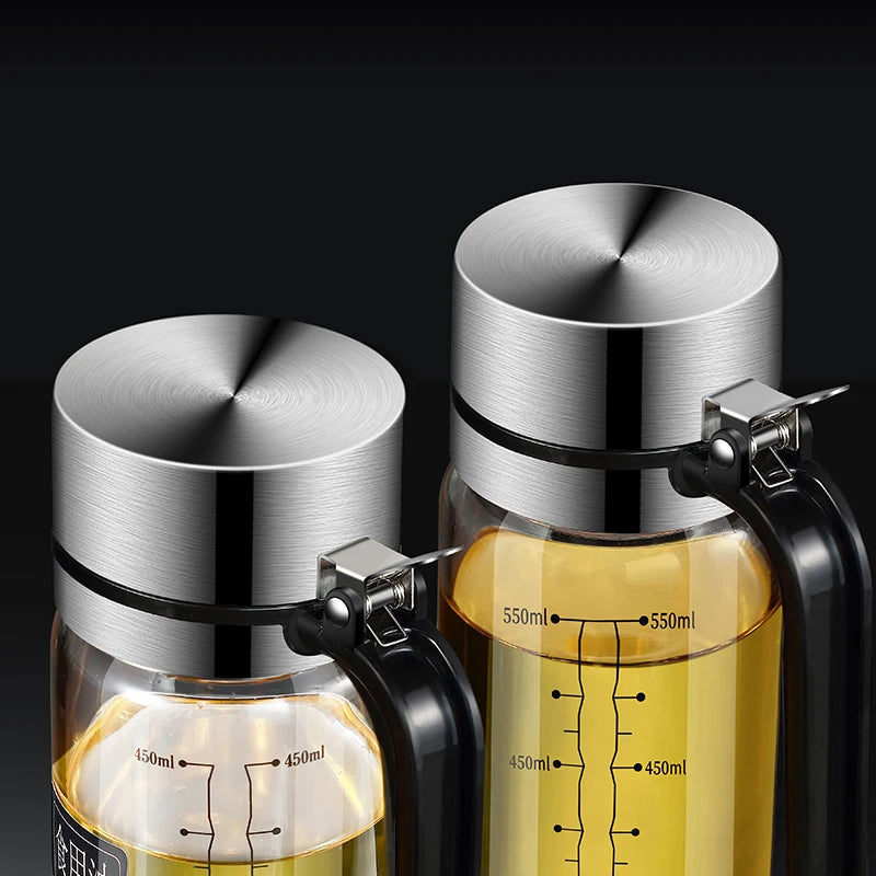 Glass Oil Bottle & Seasoning Set Leakproof Soy Sauce & Vinegar Pot
