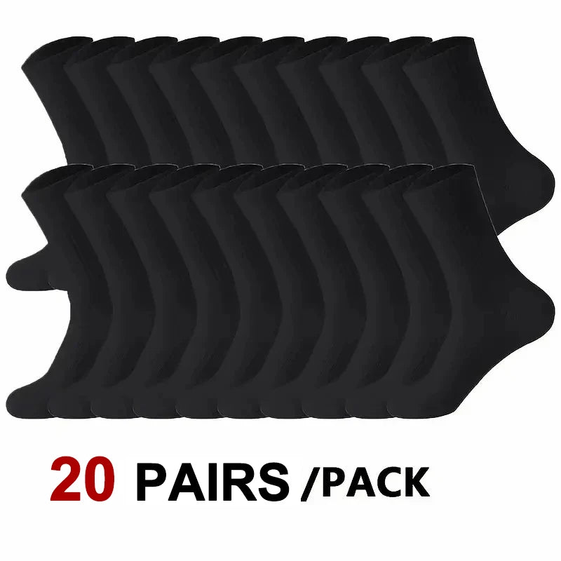 5/10/20 Pairs Solid Crew Socks Breathable Sweat-Absorbing All Season