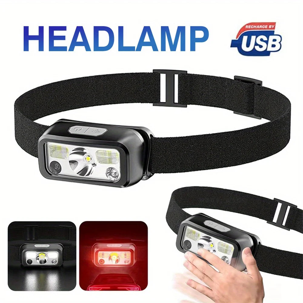 8 Modes LED Motion Sensor Headlamp COB Head Light