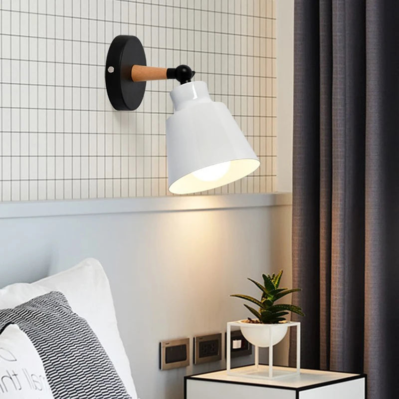 Nordic Solid Wood LED Wall Lamp Modern Bedside Light Main image