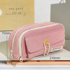 Cute Canvas Pencil Case Large Opening Student Stationery Bag