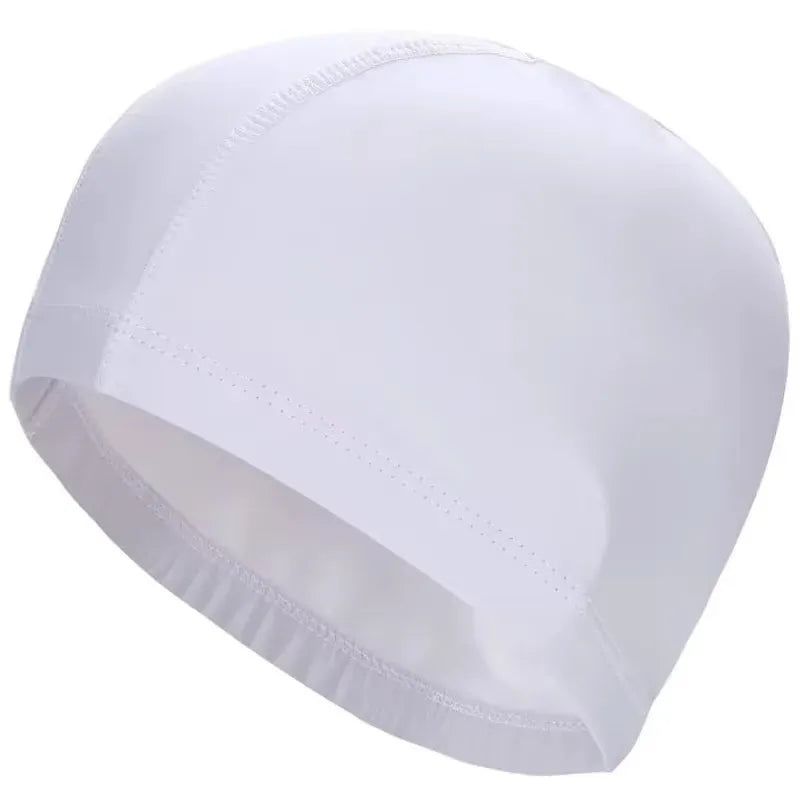 Waterproof PU Swimming Cap with Ear Protection for Adults & Kids