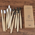 10PCS Bamboo Toothbrush Set Soft Charcoal Bristle Eco Dental Care