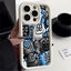 Black Graffiti Silicone Case for iPhone 11 12 13 14 15 16 Pro Max