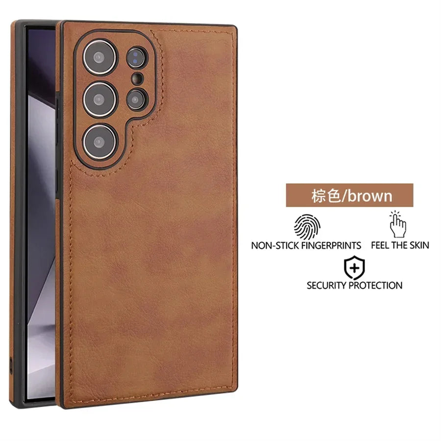 Luxury Vintage PU Leather Case for Samsung Galaxy S22 S23 S24 S25 S26
