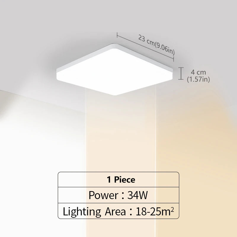 Square LED Ceiling Light for Bedroom, Kitchen & Bathroom