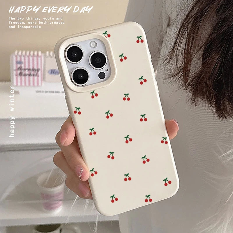 Cute Cherry Cartoon Case for iPhone 11 12 13 14 15 16 17 Pro Max